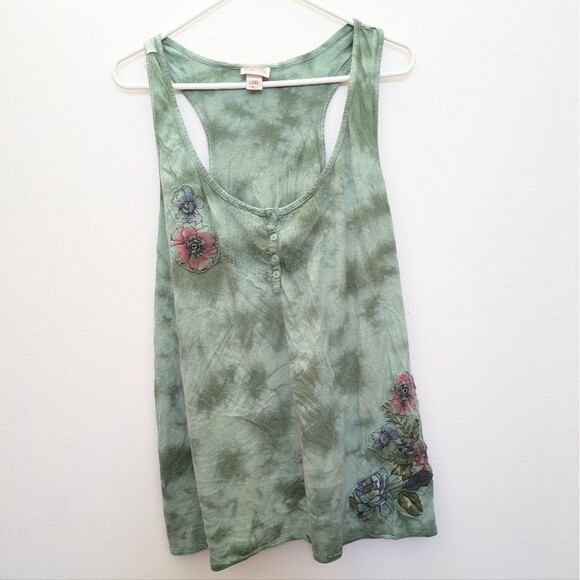 Mossimo Supply Tie Dye Tank Top with Flowers, Women's XXL - Picture 1 of 12